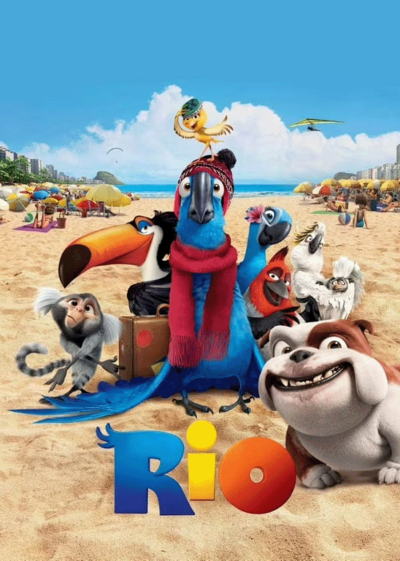 A movie poster of "Rio" for Concordia Nebraska's annual Dinner and a Movie event.