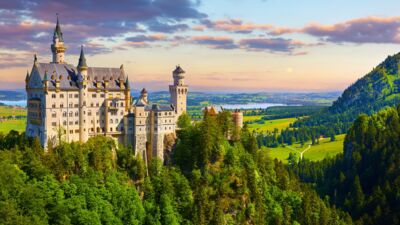 Scenic view of Neuschwanstein castle in southern Germany