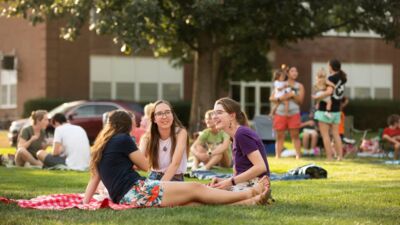 Students and local Seward residents gathered on the front lawn of campus for a community event. 